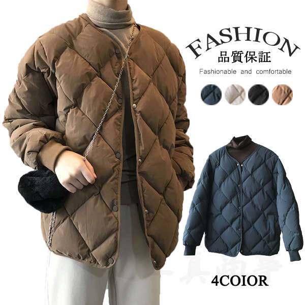 【BIG-SALE限定.超お得】キルティング ジャケット 中綿ジャケット レディース　ノーカラーコート ショート ダウン　秋冬服　アウター　シンプル　定番　通勤　オフィス　羽織り　カーディガン　カジュ