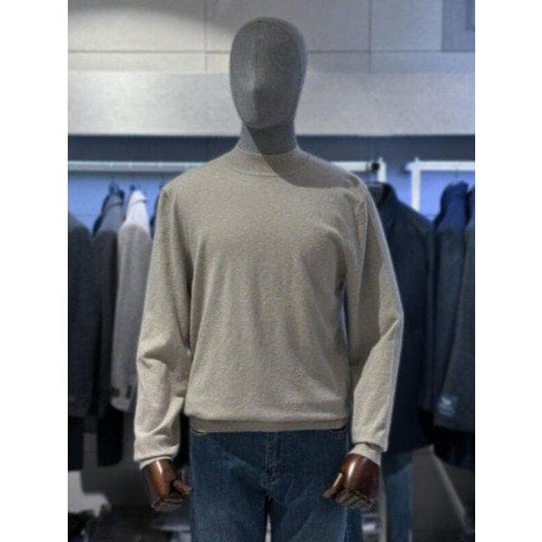 ベージュ 基本フィット ハーフタートルネック メンズ ニットセーター