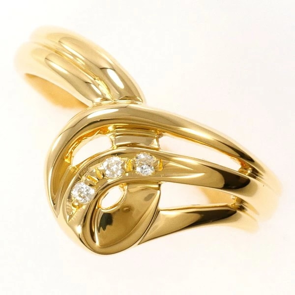 K18 18金 YG リング 指輪 11.5号 ダイヤ 0.03 ジュエリー 中古