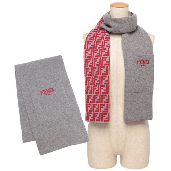 マフラー FF柄 リバーシブル ポケット付き グレー キッズ JUQ020 AO29 F0WZ4