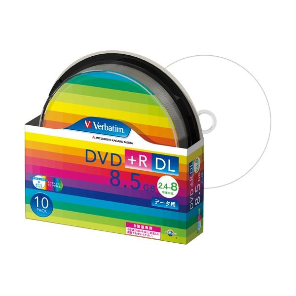 （まとめ） バーベイタム データ用DVD+R DL 8.5GB 8倍速 ワイドプリンターブル スピンドルケース DTR85HP10SV1 1パック（10枚） 5セット