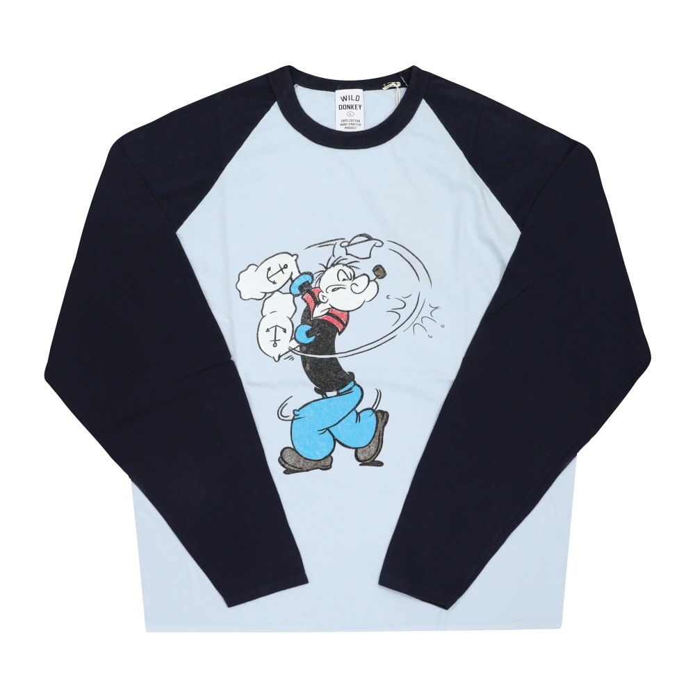 ワイルドドンキー ユニセックス 長袖Tシャツ TL-ROCCO LIGHT BLUE/NAVY