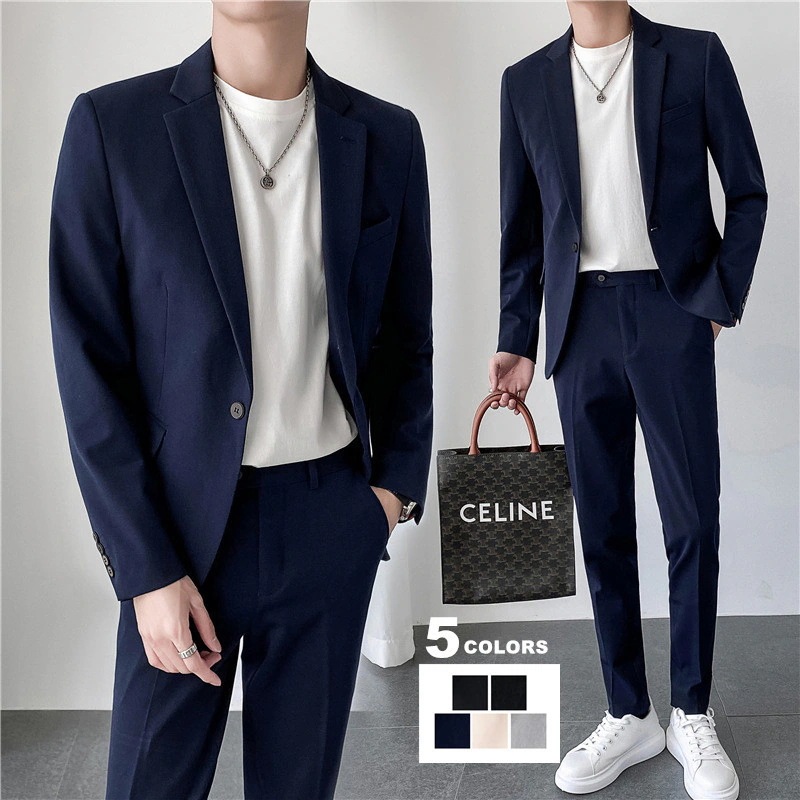 スーツ メンズ 2ピーススーツ おしゃれ スーツセットアップ ビジネススーツ リム無地 カジュアルスーツ フォーマルスーツ 洗える 紳士服 面接 通勤 9,814円