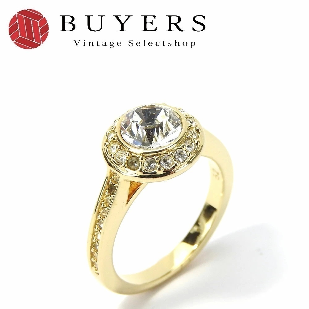 中古 スワロフスキー 指輪 リング 約10.5号 約4.0g クリスタル ゴールド GP メッキ アクセサリー 小物 レディース 女性 swarovski accessories ring