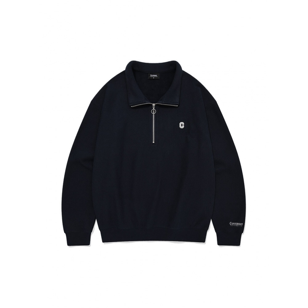 COVERNAT 24FW Sサイズ C ロゴコーデュロイハーフジップアップネイビー