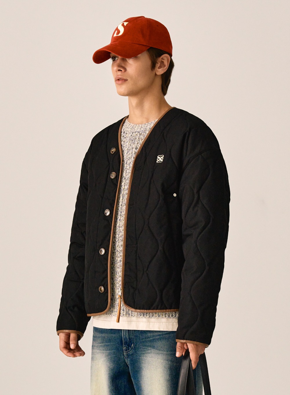 【SATUR】 FARO TWO TONE QUILTING JACKET : RESORT BLACK