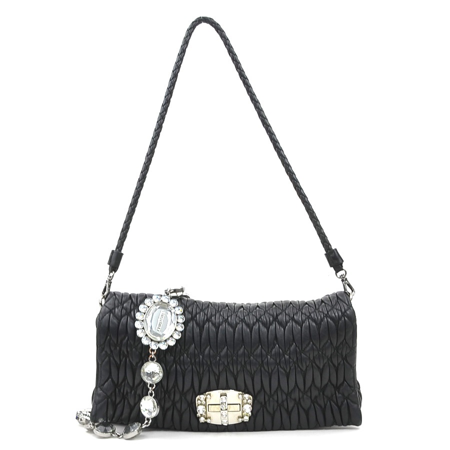 ミュウミュウ MIUMIU ショルダーバッグ マテラッセ レザー ブラック レディース 5BD233 r10637j