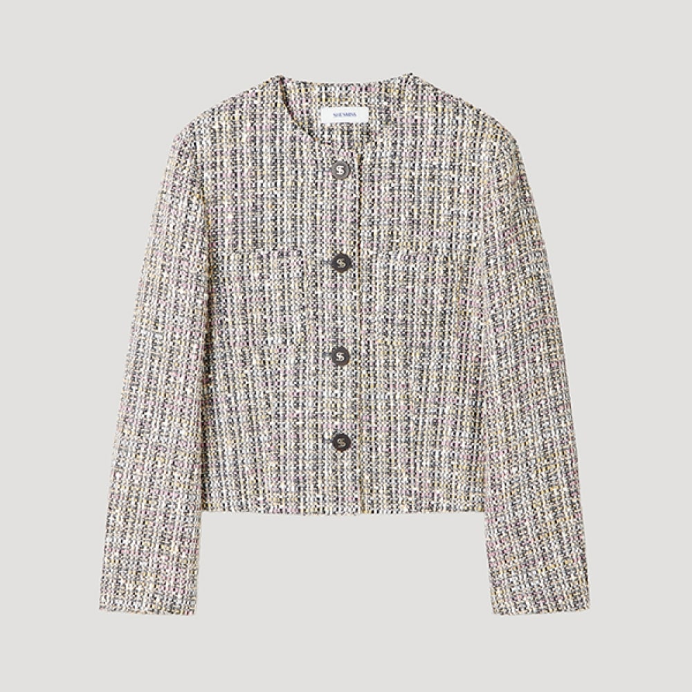 [Shes Miss] グリッターパッチポケットツイードジャケット_SWWJKP12100_LY