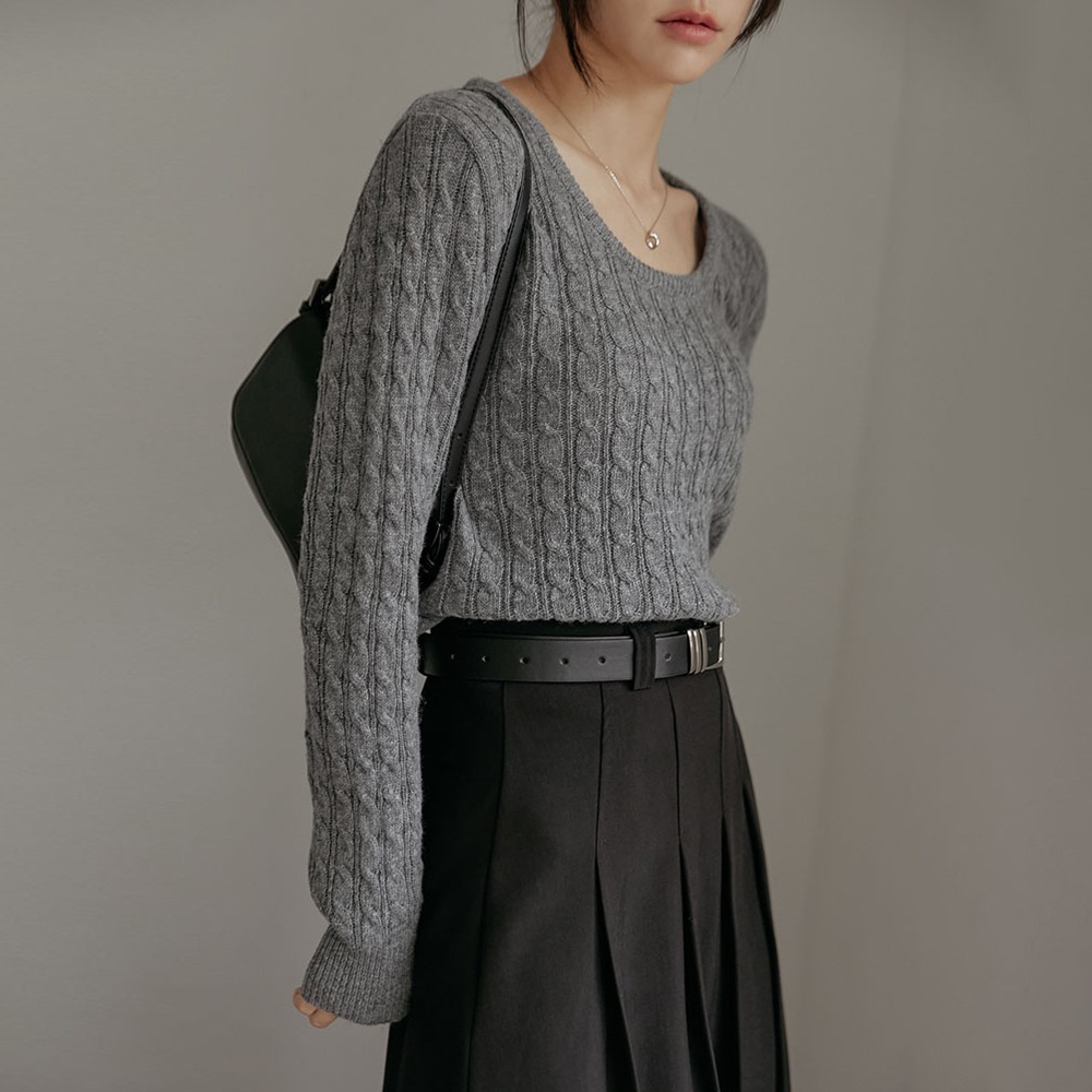 5千枚突破/アイユ着用ビゼルソフトUネックケーブルニット