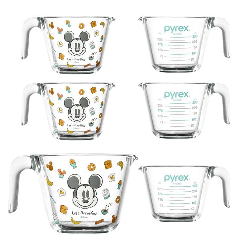 パイレックス ディズニー グッドモーニングミッキー 計量カップ 250ml x 6個