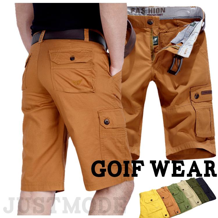 【急速出荷】ゴルフウェア メンズ ハーフパンツ カーゴパンツ カーゴショート メンズ ハーフ丈 スポーツ 無地 ショートパンツ 夏 短パン カジュアル アウトドア