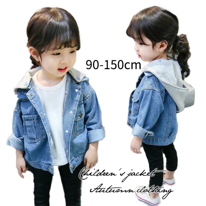 【3日出荷】デニムジャケットキッズジャケットデニムフード付きジージャン女の子男の子Ｇジャンデニムコートアウター