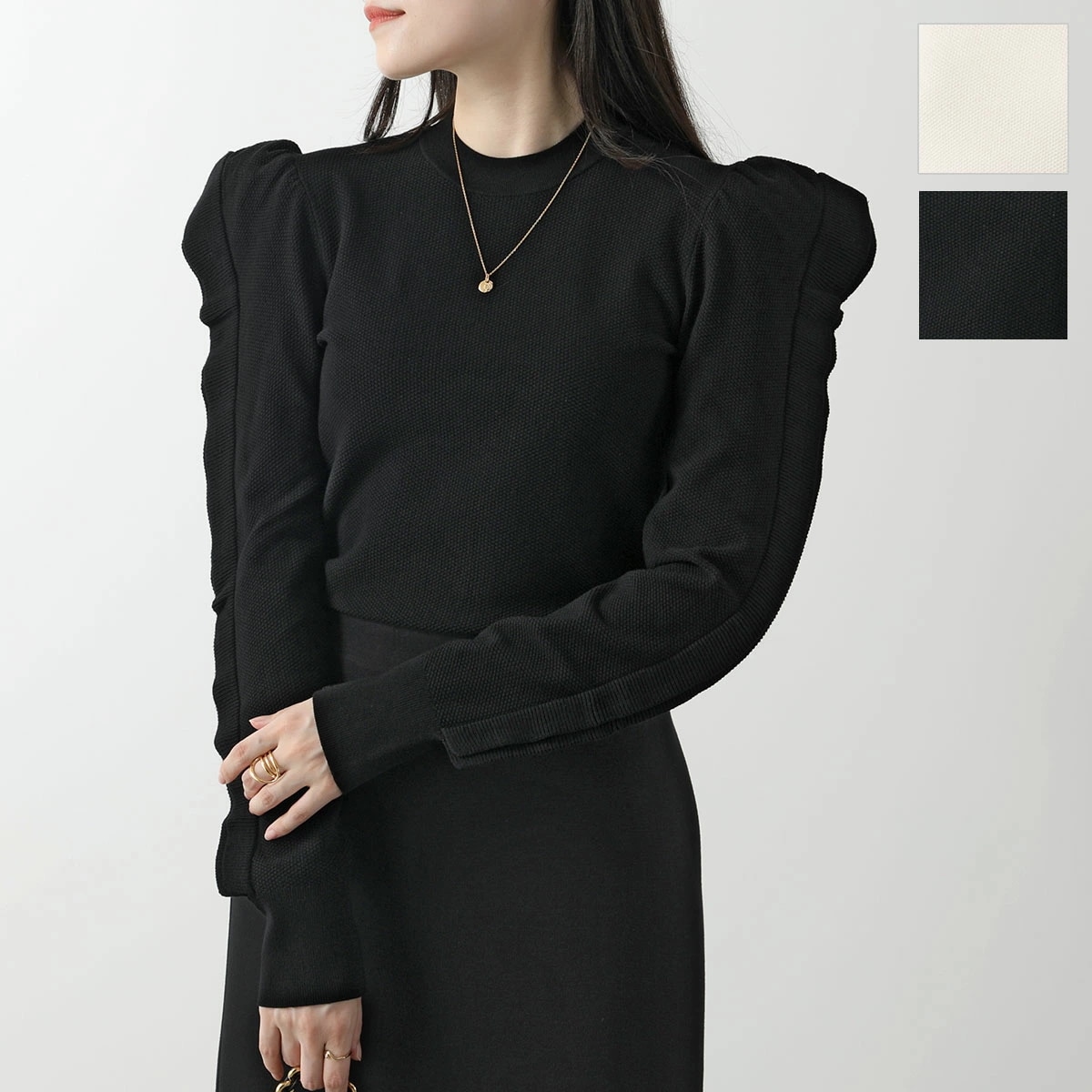 MAX MARA マックスマーラ ニット GENERO レディース ロンT カットソー セーター トップス 長袖 クルーネック パフスリーブ フリル ストレッチ カラー2色