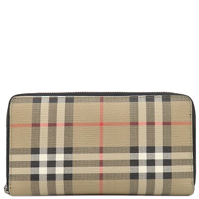 バーバリー 長財布 ノバチェック ラウンドファスナー シャドーホース