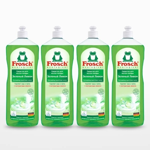 プロッシュグリーンレモンキッチン洗剤1L x 4きれいな皿洗い強力な洗浄純粋なキッチン洗剤大容量