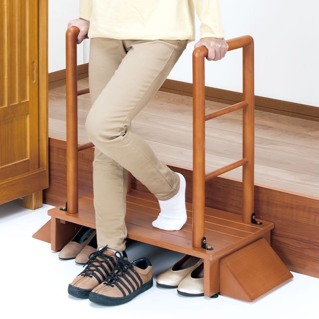 手すり付き玄関台 80cm幅 両手