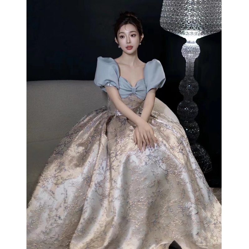 イブニングドレスパフスリーブ花嫁スリム大人セレモニー誕生日パーティーボーカルアートテスト