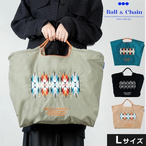 【送料無料】【即納】 Ball＆Chain ボールアンドチェーン 正規品 Native Lサイズ ネイティブ バッグ ショッピングバッグ エコバッグ トートバッグ ショルダー 刺繍 ギフト 30110