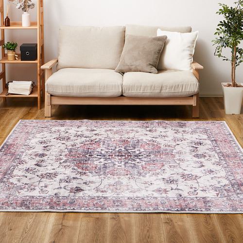【メーカー直送品】萩原 転写プリントラグ カメオ 約230×230cm ピンク