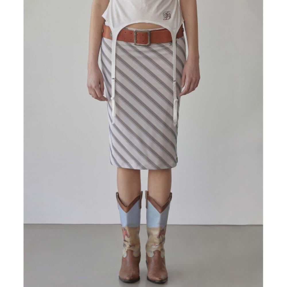 スカルプター Mesh Stripe Midi Skirt Beige SC25S423BE