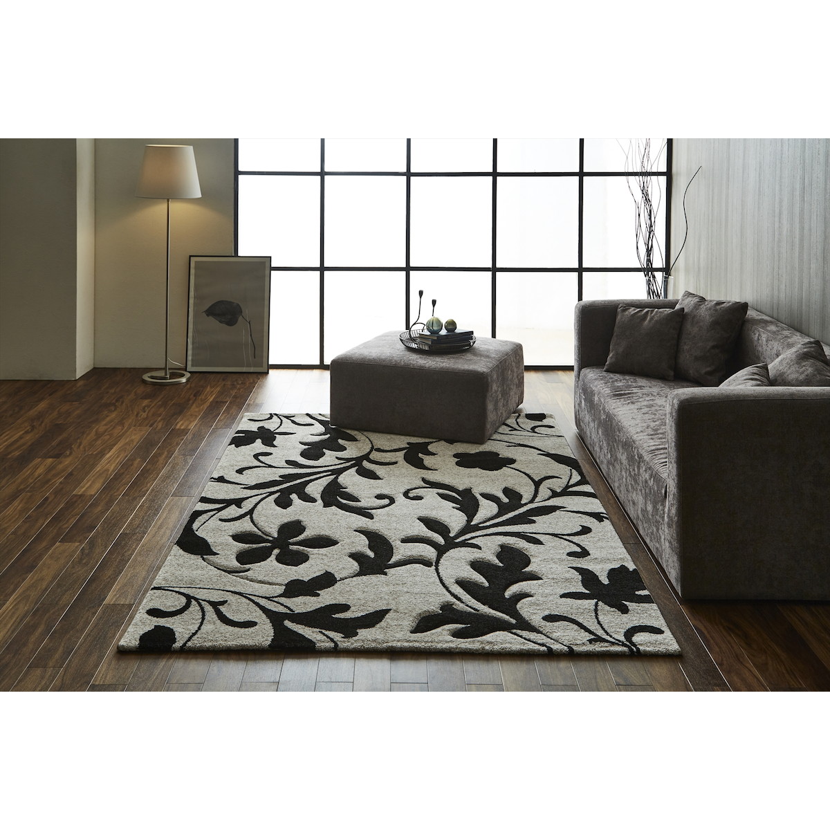 【I】【代引不可】ウィルトンラグ ネム 80×140cm ブラック トルコ製 カーペット/絨毯 【北海道・沖縄・離島不可】