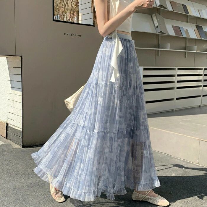 【3日出荷】ボトムス スカート レディース きれいめ カジュアル 大人可愛い 春 秋 夏 ティアード フレア プリーツ フリル ロング丈 ウエスト