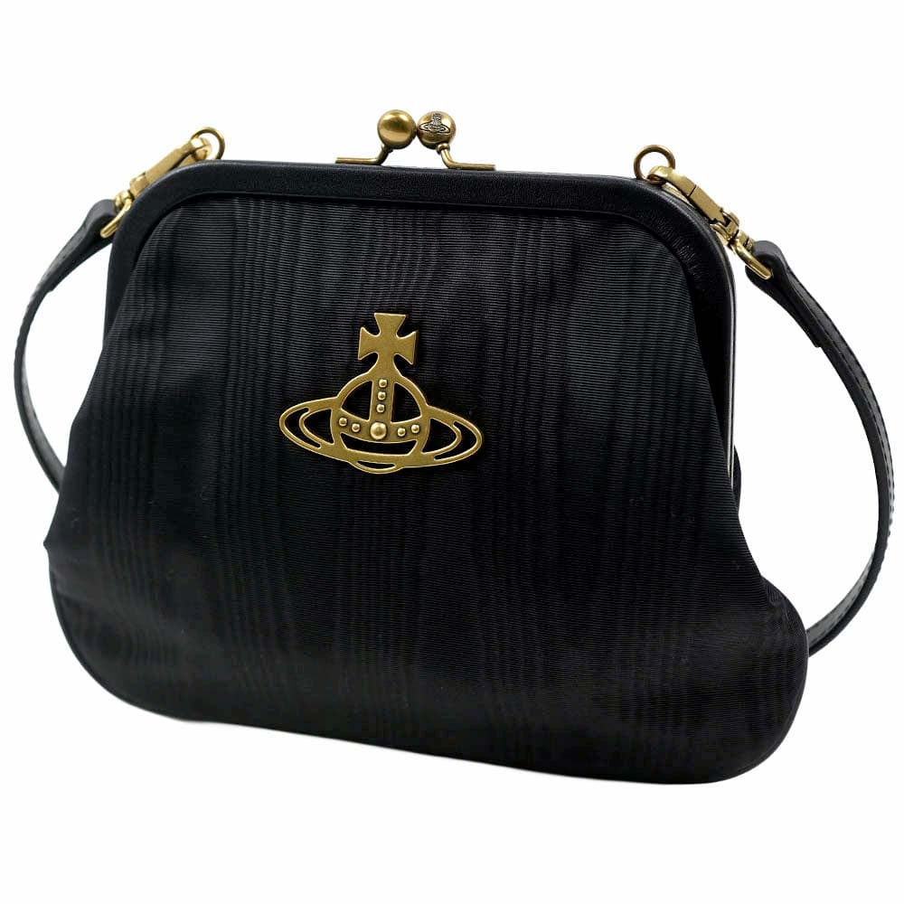 ヴィヴィアンウエストウッド ショルダーバッグ 肩掛け ハンドバッグ クラッチバッグ がま口 ブラック Vivienne Westwood 4402009CU W00SS N201 4402009CUハンドバッグ