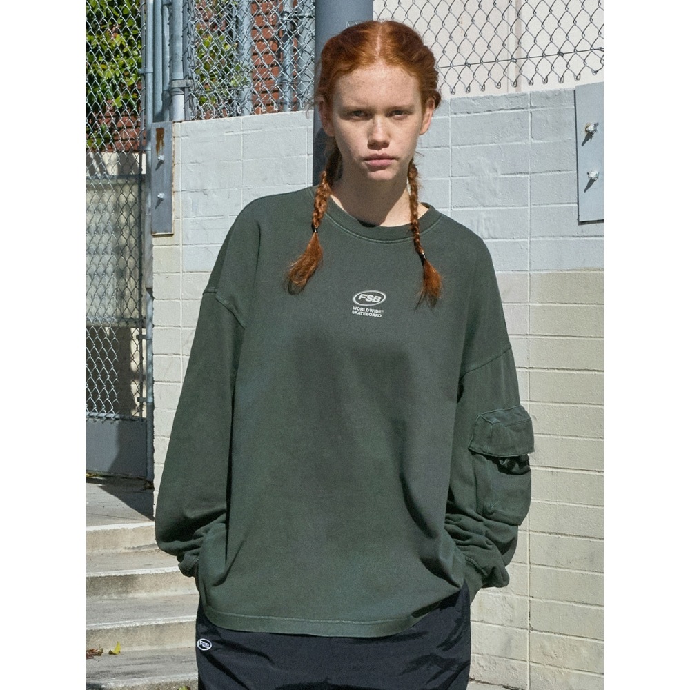 FLUKE カーゴポケットピグメントロングスリーブ T シャツ FLT712 3カラー W