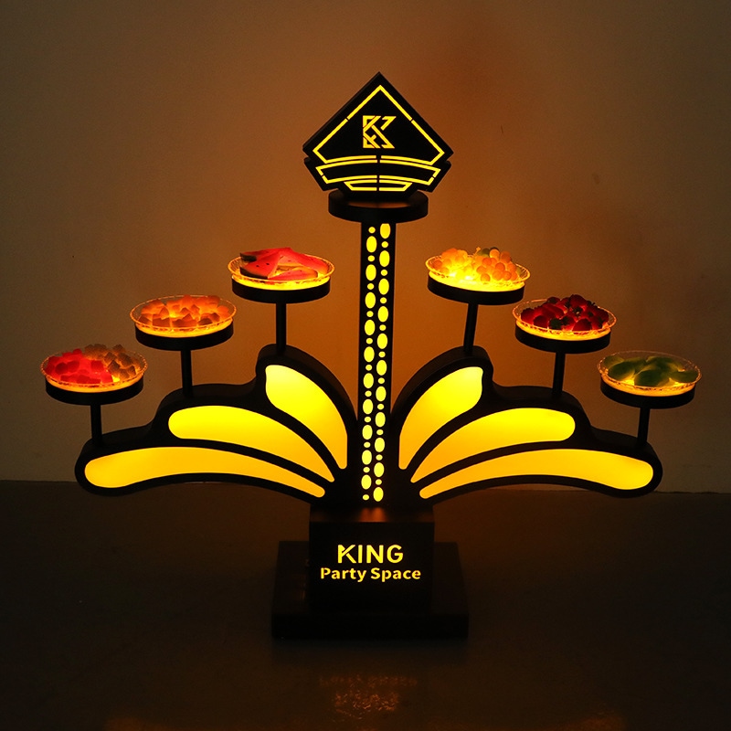 蓮のスタイルを輝くフルーツプレートフラワーブロッサムフルーツプレートラック導かれたクリエイティブマルチレベルパーティークラブスペシャルフルーツプレート