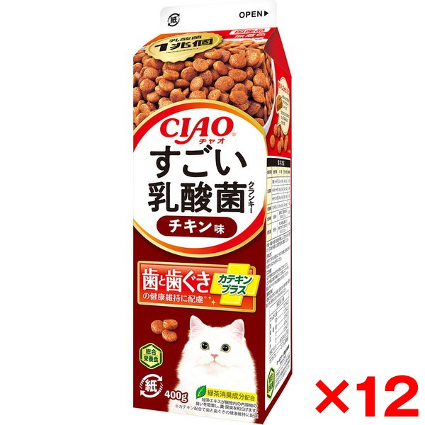 12個セット CIAOすごい乳酸菌クランキー牛乳パック チキン味 400g