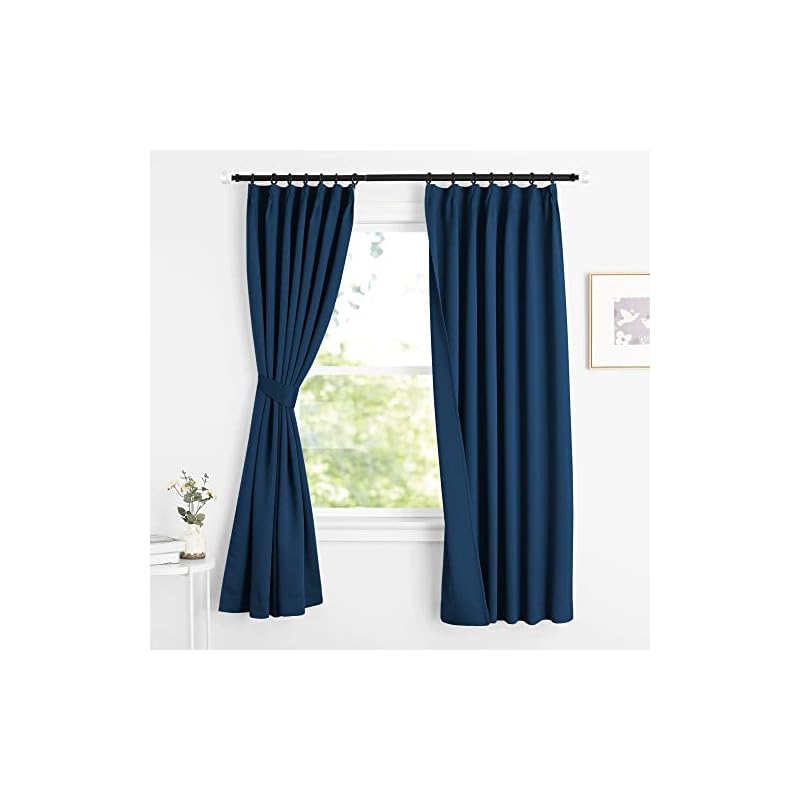 NICETOWN 1級遮光 カーテン 断熱 防寒 防音 幅100cm丈230cm 2枚セット 防音 防寒 カーテンセット 省エネ かわいい 玄関 アパート マンション 部屋 学校 レストラン 濃藍