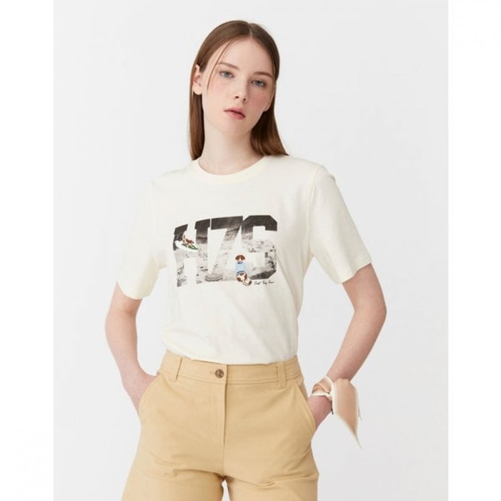 [24SS] イエロープリントカラーコットンショートスリーブティーHSTS4BL33Y1