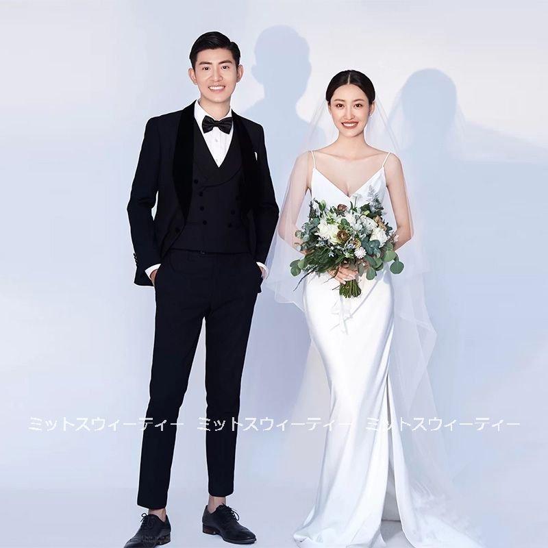 韓国ファッションウエディングドレス wedding ブライダル パーティードレス ウェディングドレス 白 披露宴 dress 二次会 花嫁 結婚式 ロングドレス マーメイドラインドレス