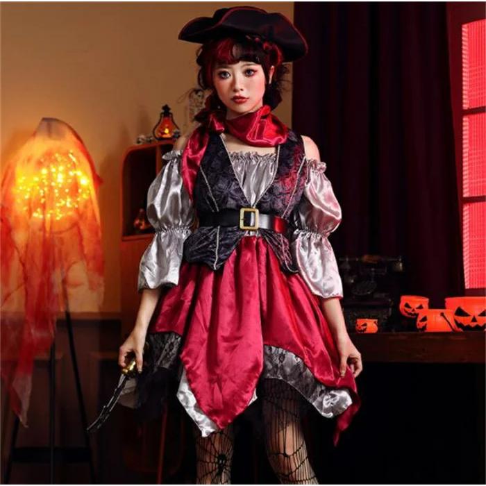 ハロウィン衣装 カリビアン 女海賊 コスプレ 大人 ドレス 仮装　パイレーツ コスチューム ワンピース 女性 海賊船長 レディース 海賊 イベント おすすめ
