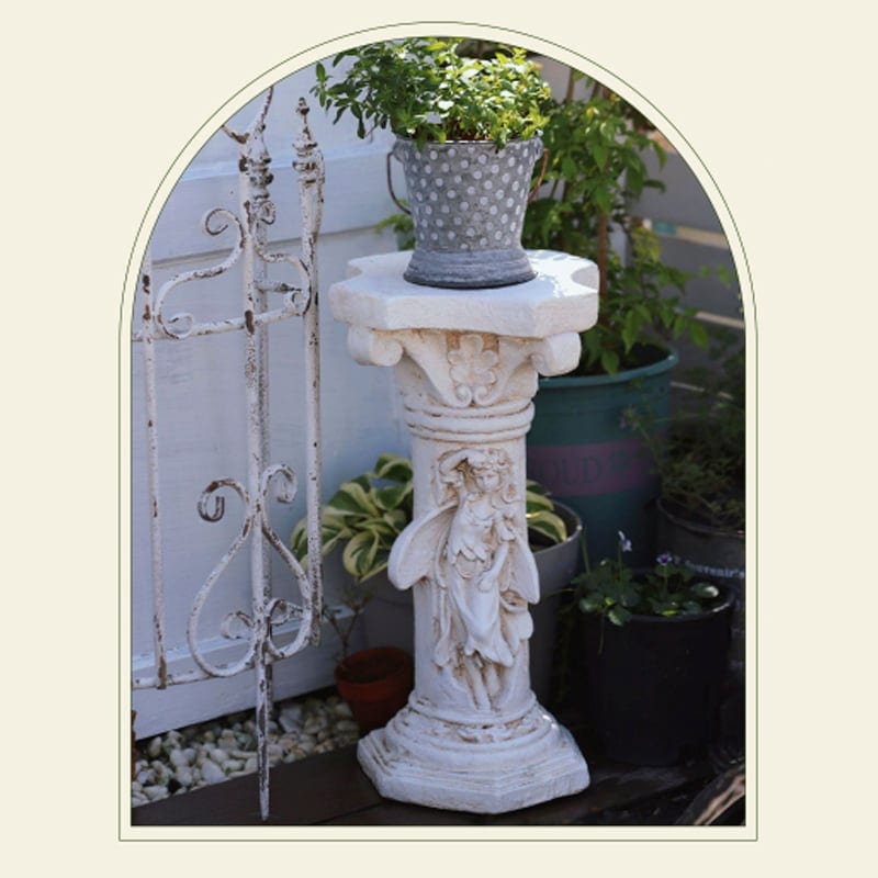 ガーデンオーナメント オブジェ 妖精 置物 デコレーション ガーデニング 西欧 ヨーロッパ アンティーク デザイン 庭 鉢植え 柱 工芸品 手作り おしゃれ かわいい ナチュラル 自然 植物 彫刻 白 18,000円