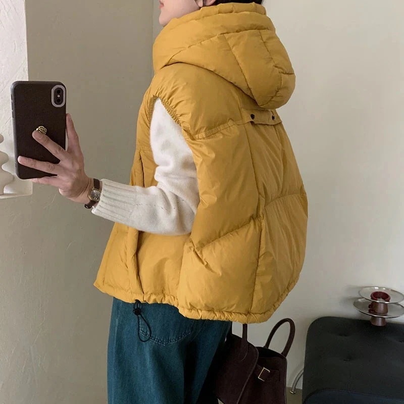 ホワイトダックダウン ダウンベスト レディース 秋冬 加厚 ケープ おしゃれ