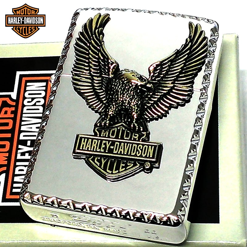 ZIPPO ライター ハーレー ダビッドソン イーグルメタル ジッポ HARLEY-DAVIDSON 鷲 シルバー 鏡面 コーナーリューター加工 かっこいい アンティークブラス おしゃれ 渋い 銀 11,011円