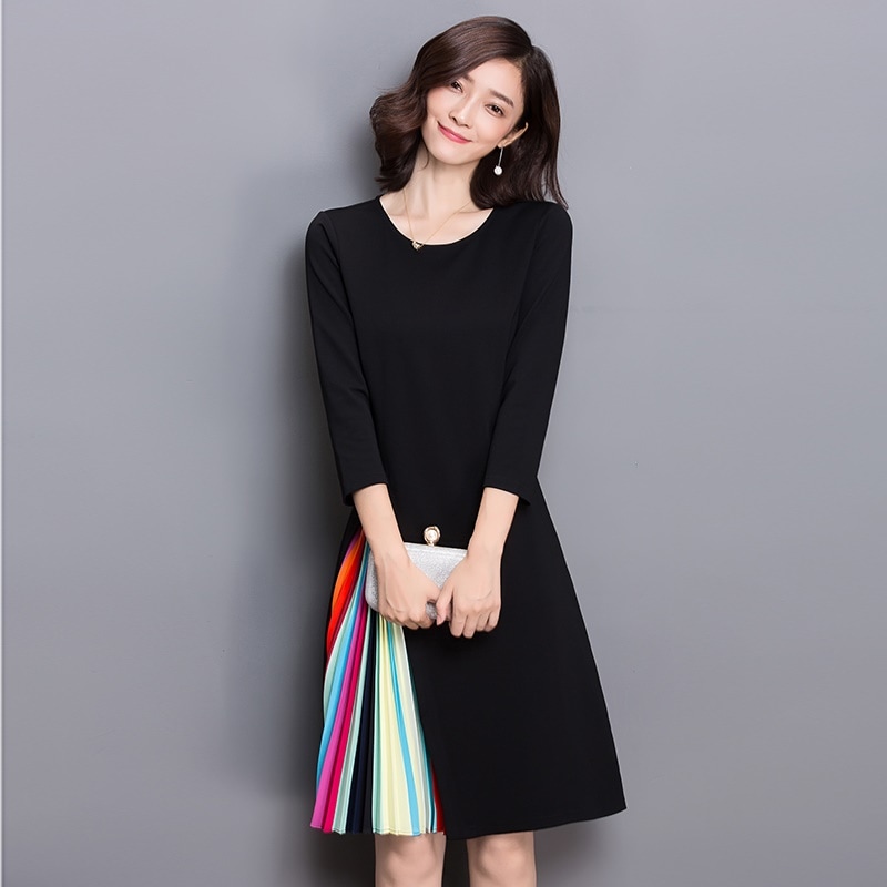 1686.マルチカラーストライプワンピース（ブラック）2019 春夏 sale 春夏 sale フォーマル お呼ばれ 結婚式 二次会 レストラン 女子会