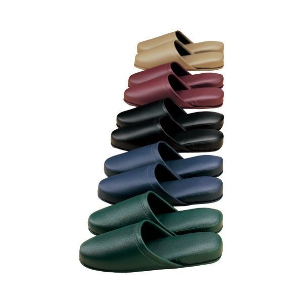 （まとめ） オーミケンシ 抗菌ビニールレザー調スリッパ ダークワイン 1足 [x5セット]