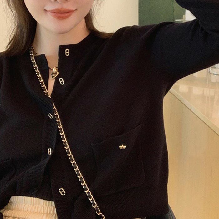 AW 新作 2color Oval button ハイゲージ カーディガン