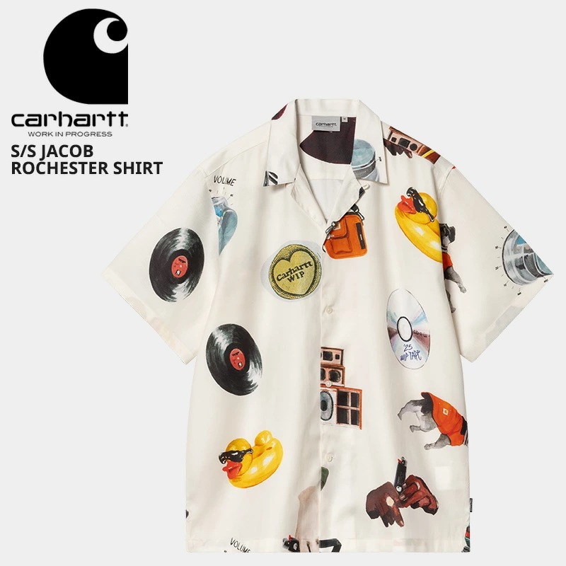 カーハート ダブリューアイピー メンズ プリントシャツ 半袖シャツ Carhartt WIP ジェイコブロチェスターシャツ アメカジ カジュアル i034574