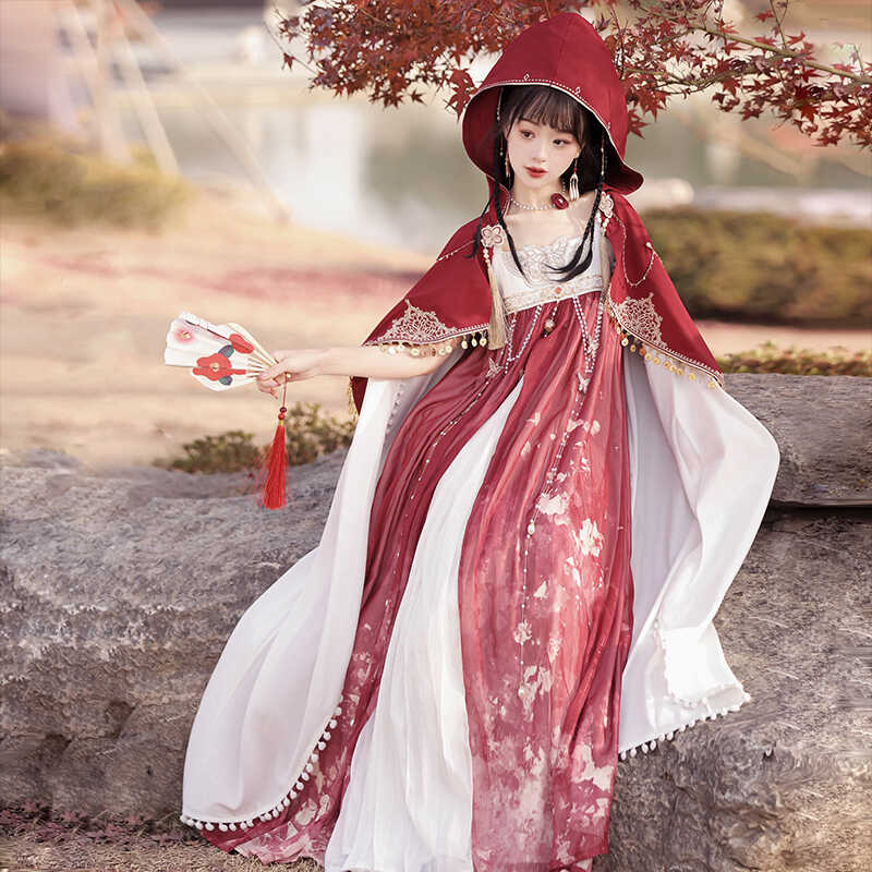 正規品敦煌小紅帽新韓国民族異域ワンピースマントセット女性