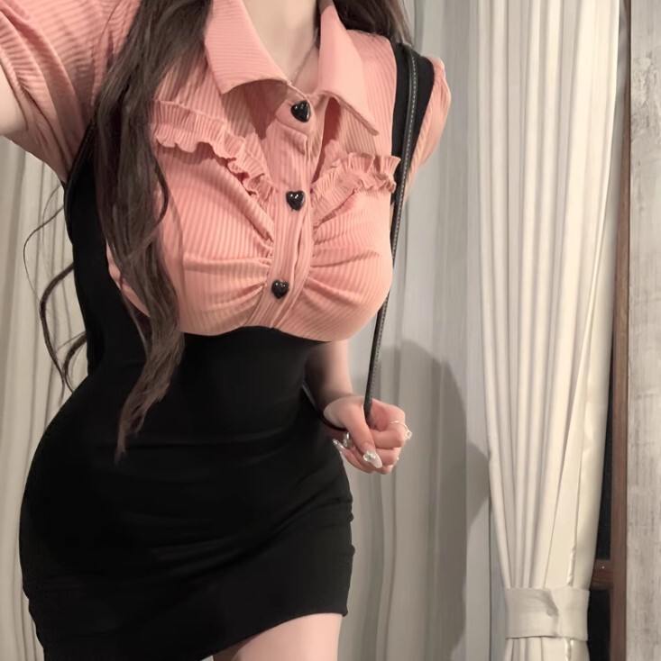 ワンピース ニットワンピース フェイクツーピース ショート丈 半袖 ポロカラー ニット かわいい 大人可愛い きれいめ カジュアル 大人 上品 おしゃれ お洒落 かっこいい 大人女子 ラブリー