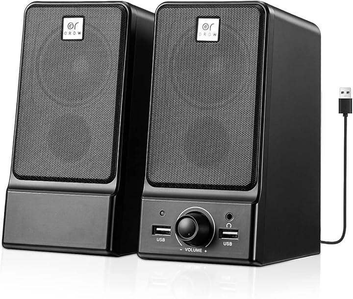 OROW 16W出力 USBスピーカー ラップトップスピーカー ヘッドホンジャック＆つまみ付き パソコン/モニター用 S203(ブラック)