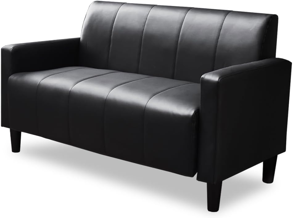 IRIS PLAZA 沙发 2人座 宽113厘米 高12厘米 机器人吸尘器 简单组装 适合单人使用 黑色 皮革 PVS-2P