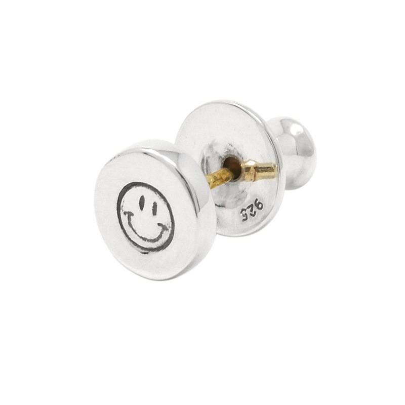 スタンプ サークル スタッドピアス 【スマイル】 シルバー925 K18ゴールドポストVFP-242
