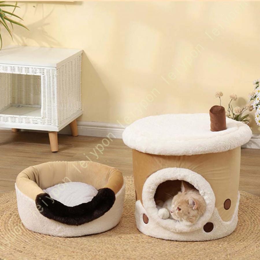 猫ハウス 冬 ドーム型 小型犬 ペットベッド 犬 猫 ベッド ペット用寝袋 キャットハウス ペットハウス ペットマット 犬小屋 あったか 洗える ふわふわ 柔らかい