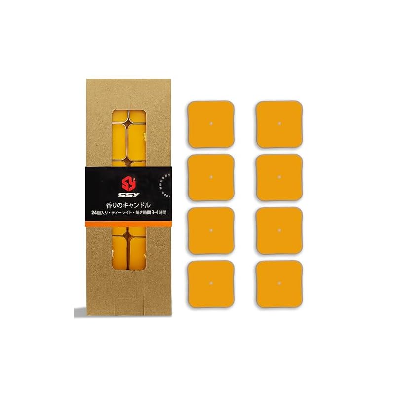 蜜蝋のティーライトキャンドル 手作り24個 Beeswax Tealight Candles 透明カップ 6-7時間燃焼時間 家の装飾 安息日 結婚式 緊急用 キャンドルセット (四角形)