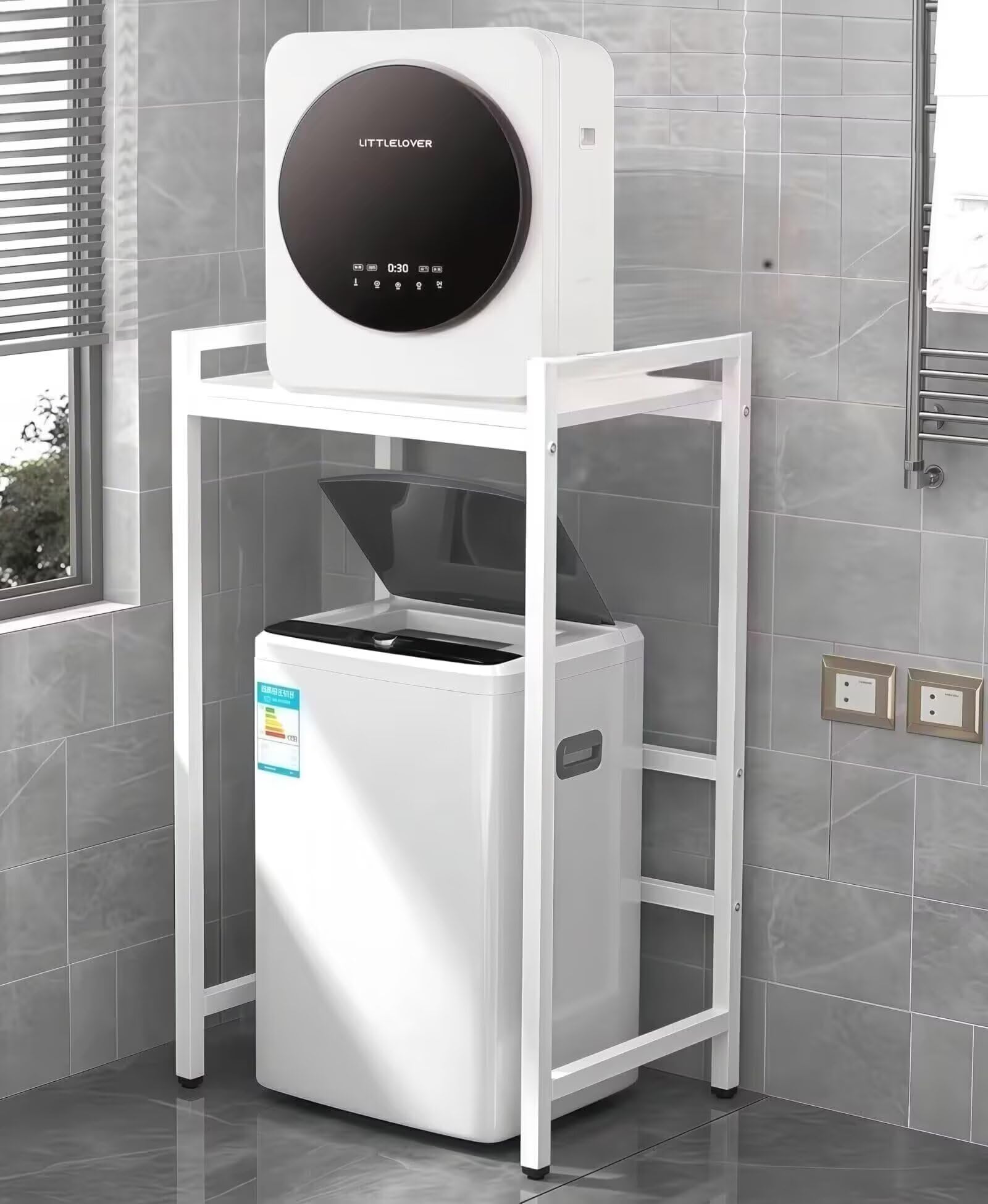 TUIYIDUO 乾燥機 ラック 乾燥機ラック 洗濯機ラック 縦型 1段乾燥機の上の棚付き収納棚 トイレ収納ラック バスルーム寝室バルコニーの乾燥用 組み立てが簡単 家庭用 省スペース整理 日