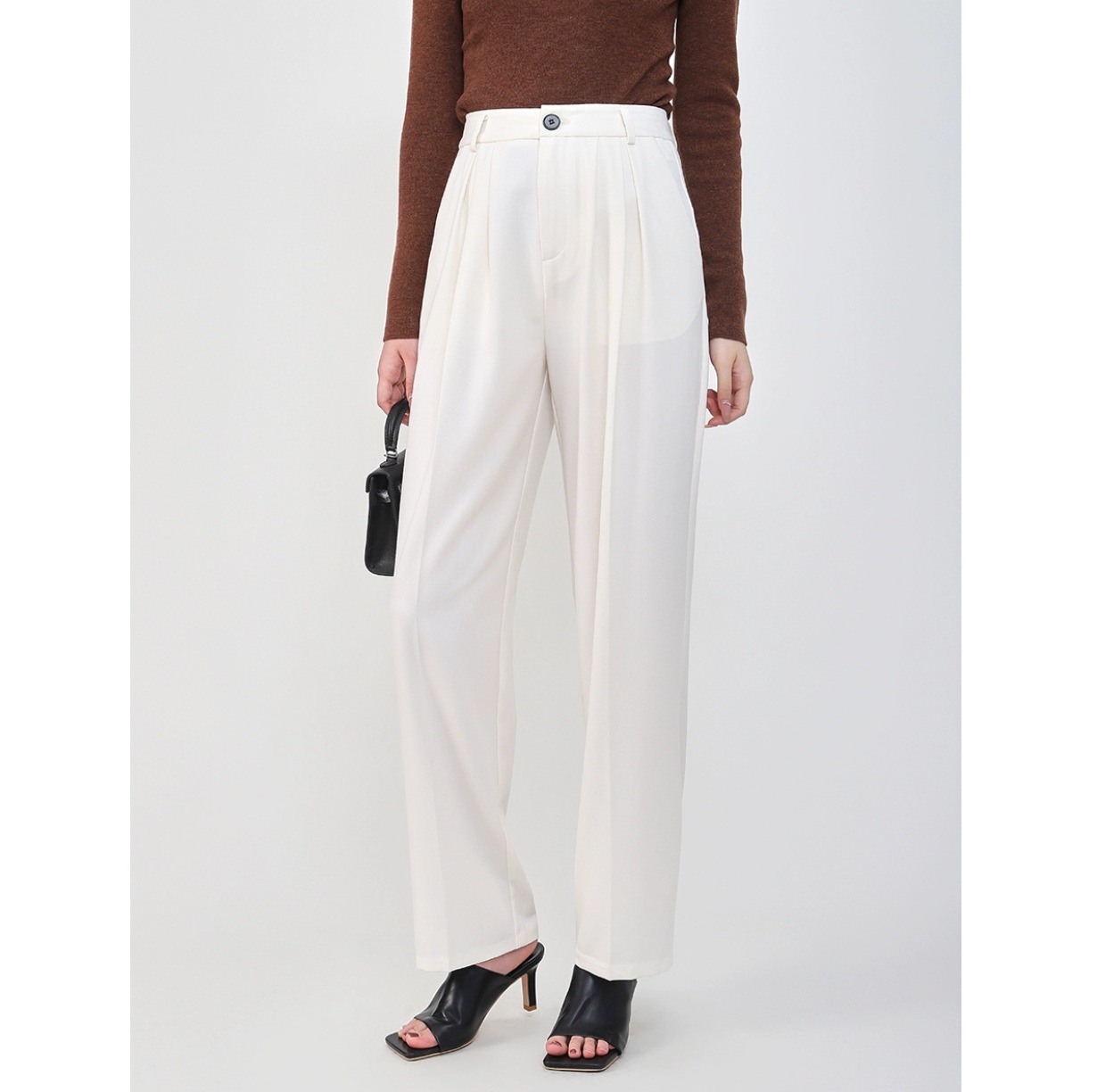 フェミニン春秋新作カジュアル婦人服新型ハイウエストスリム通勤垂感ストレートパンツストレートパンツ